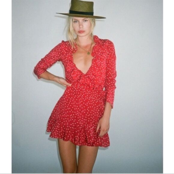 Réalisation Alexandra Dress in Red Star Print Silk Wrap Dress XS - Picture 3 of 16